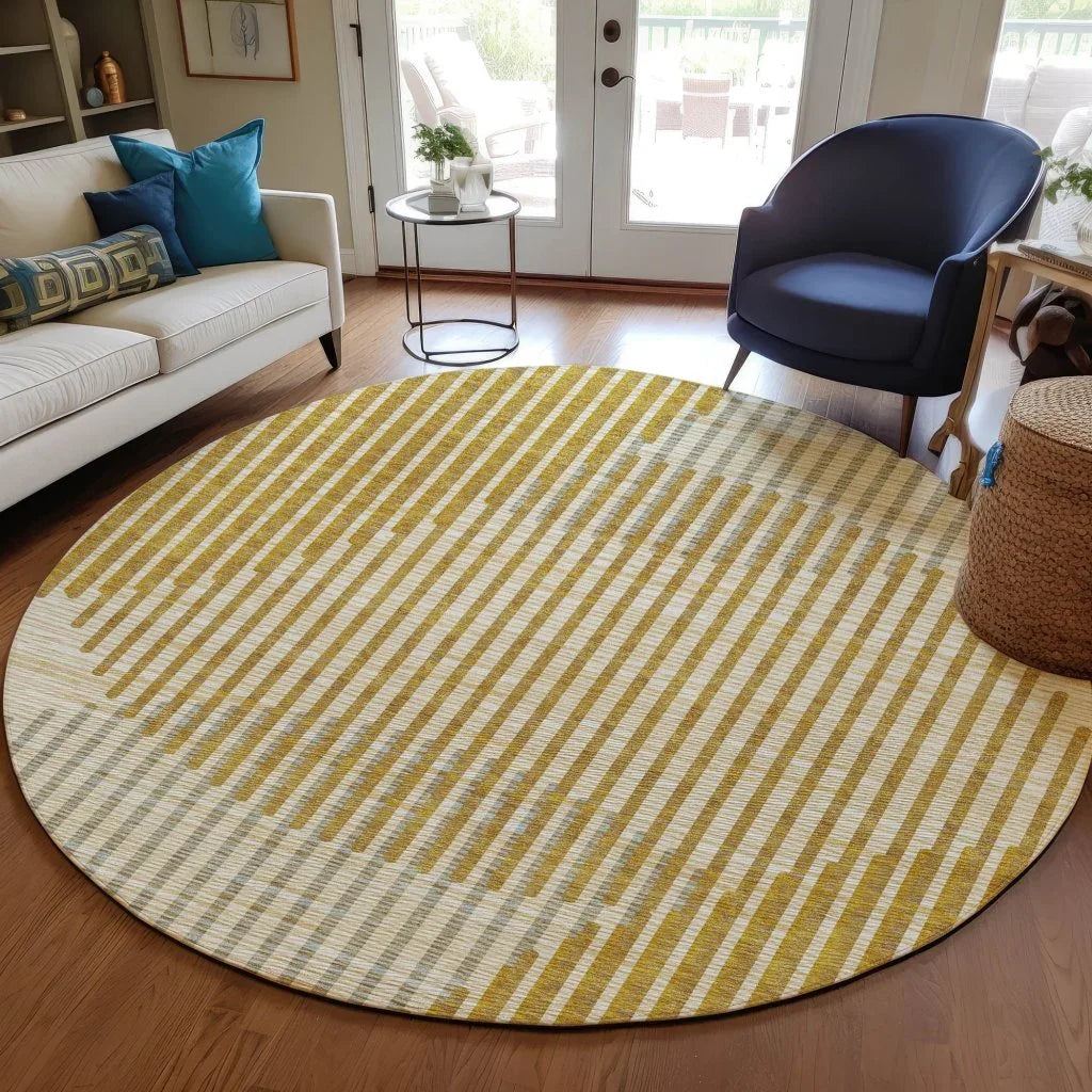 Elowen Gold Washable Indoor-Outdoor Rug-Outdoor Rugs-LOOMLAN Rugs-LOOMLAN