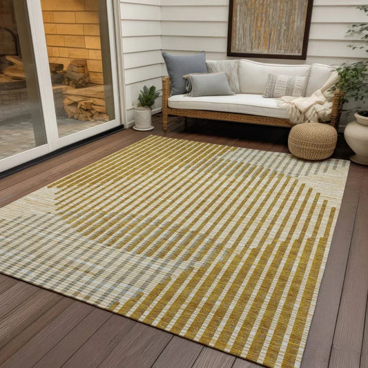 Elowen Gold Washable Indoor-Outdoor Rug-Outdoor Rugs-LOOMLAN Rugs-LOOMLAN