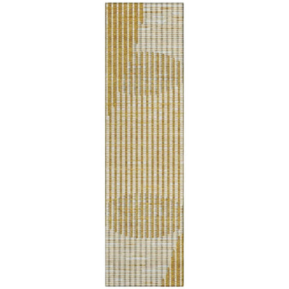 Elowen Gold Washable Indoor-Outdoor Rug-Outdoor Rugs-LOOMLAN Rugs-2'3" x 7'6"-LOOMLAN