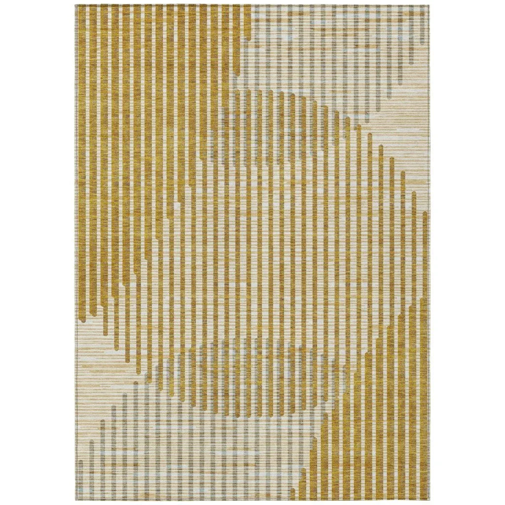 Elowen Gold Washable Indoor-Outdoor Rug-Outdoor Rugs-LOOMLAN Rugs-2'6" x 3'10"-LOOMLAN