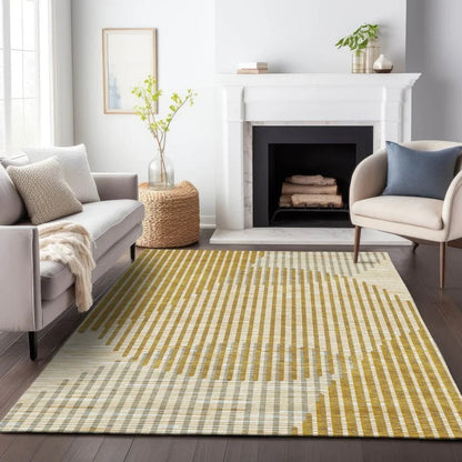 Elowen Gold Washable Indoor-Outdoor Rug-Outdoor Rugs-LOOMLAN Rugs-LOOMLAN