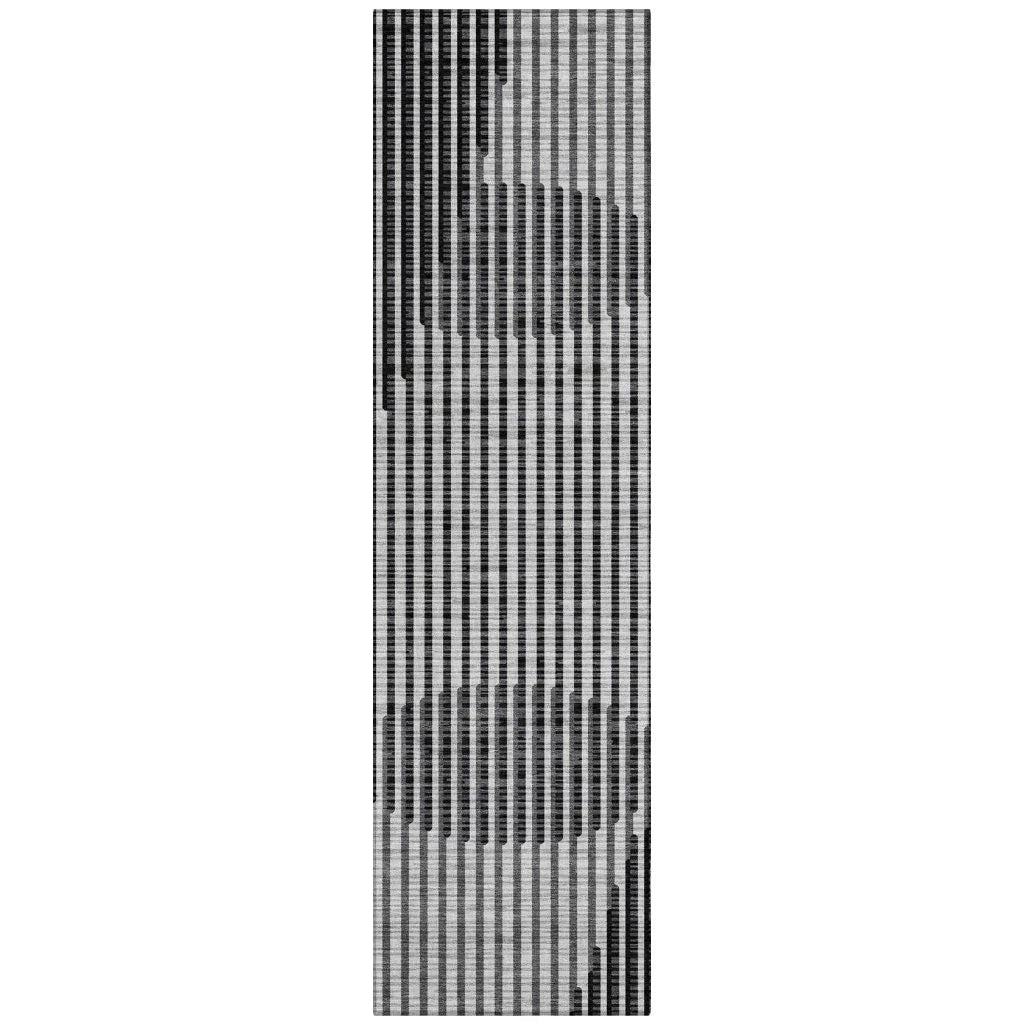 Elowen Gray Washable Indoor-Outdoor Rug-Outdoor Rugs-LOOMLAN Rugs-2'3" x 7'6"-LOOMLAN