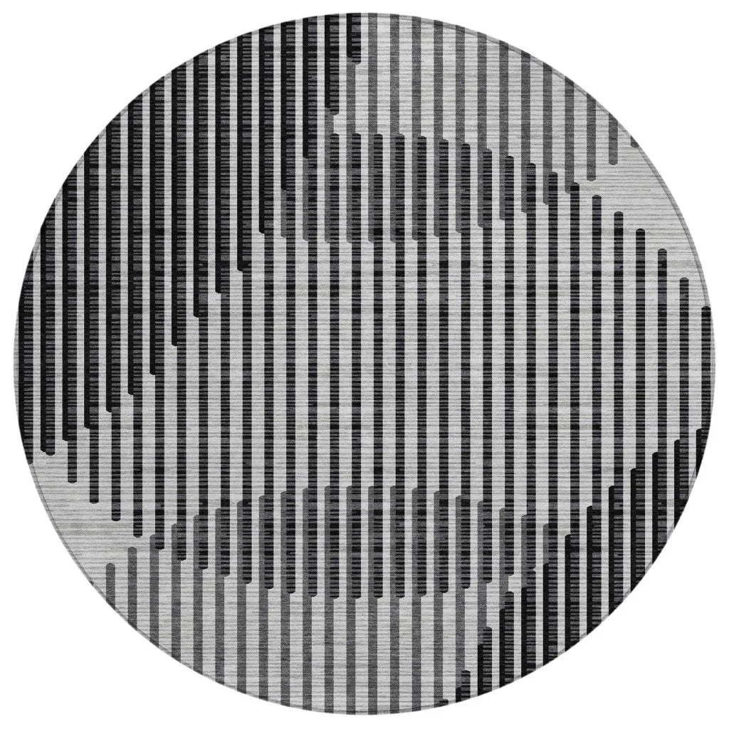 Elowen Gray Washable Indoor-Outdoor Rug-Outdoor Rugs-LOOMLAN Rugs-8' x 8'-LOOMLAN