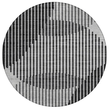 Elowen Gray Washable Indoor-Outdoor Rug-Outdoor Rugs-LOOMLAN Rugs-8' x 8'-LOOMLAN