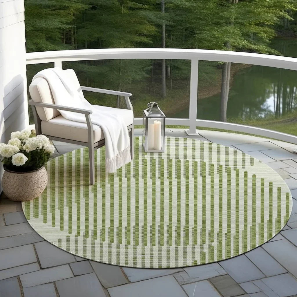 Elowen Green Washable Indoor-Outdoor Rug-Outdoor Rugs-LOOMLAN Rugs-LOOMLAN