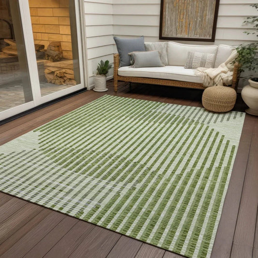 Elowen Green Washable Indoor-Outdoor Rug-Outdoor Rugs-LOOMLAN Rugs-LOOMLAN