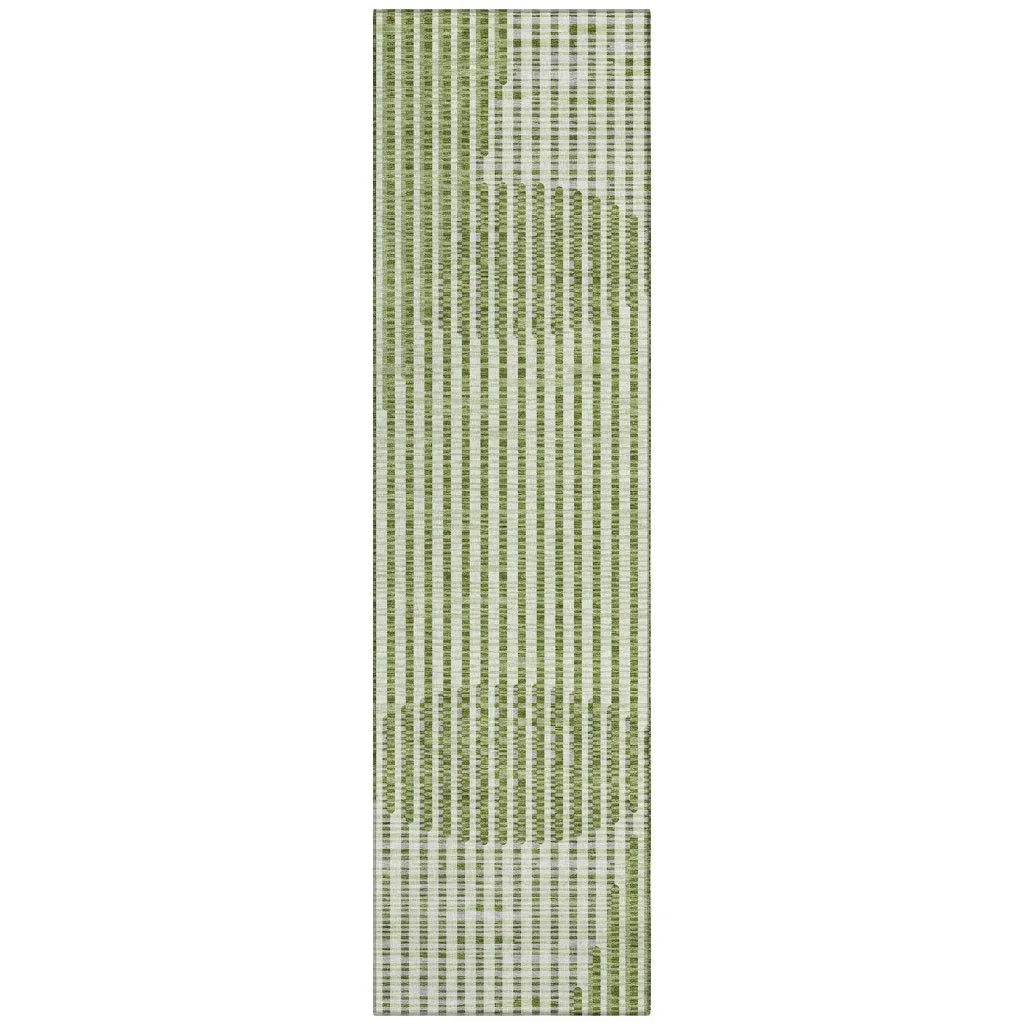 Elowen Green Washable Indoor-Outdoor Rug-Outdoor Rugs-LOOMLAN Rugs-2'3" x 7'6"-LOOMLAN