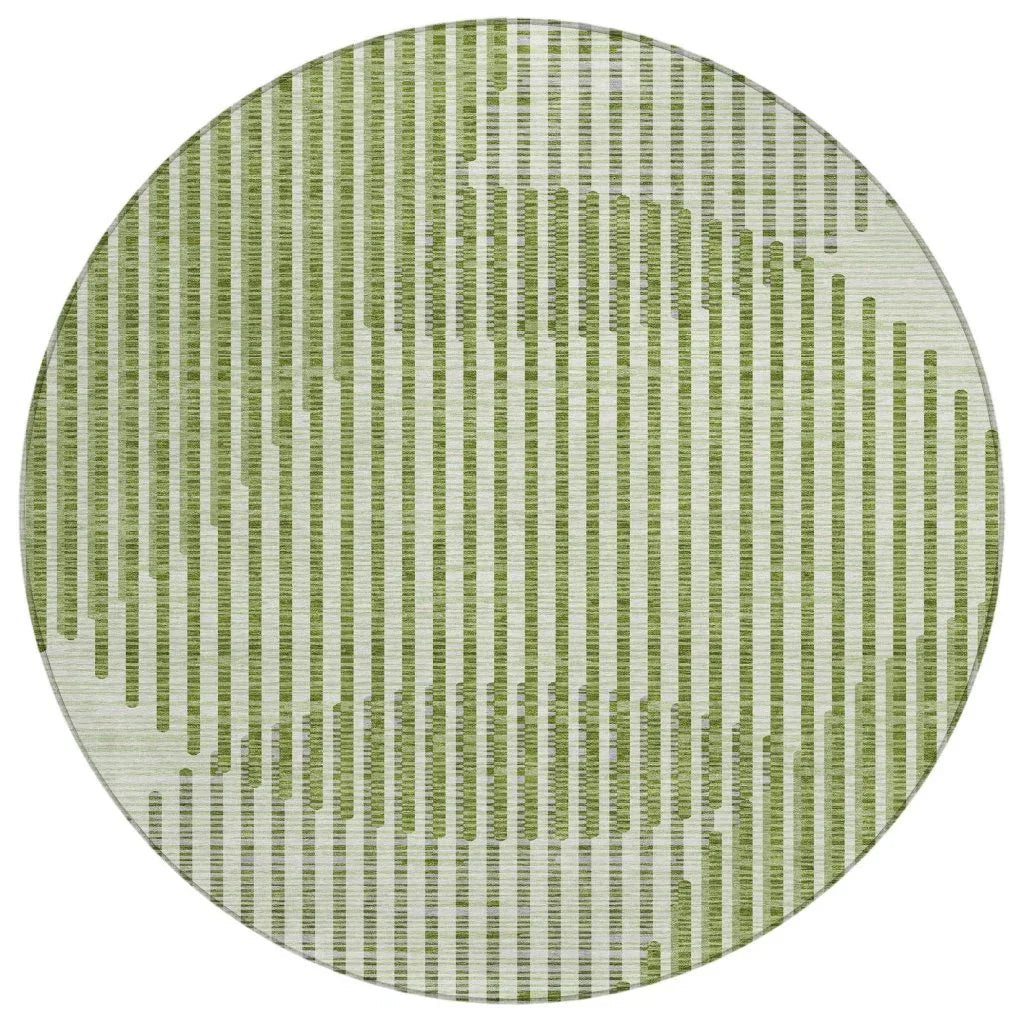 Elowen Green Washable Indoor-Outdoor Rug-Outdoor Rugs-LOOMLAN Rugs-8' x 8'-LOOMLAN