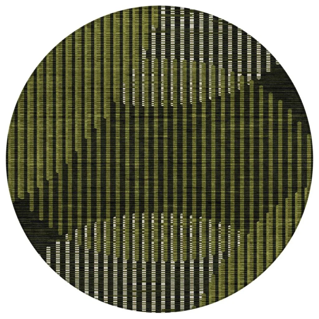 Elowen Olive Washable Indoor-Outdoor Rug-Outdoor Rugs-LOOMLAN Rugs-8' x 8'-LOOMLAN