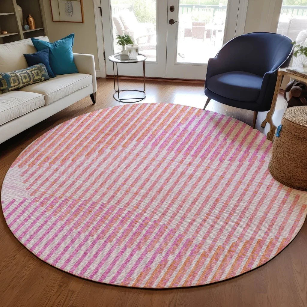 Elowen Pink Washable Indoor-Outdoor Rug-Outdoor Rugs-LOOMLAN Rugs-LOOMLAN