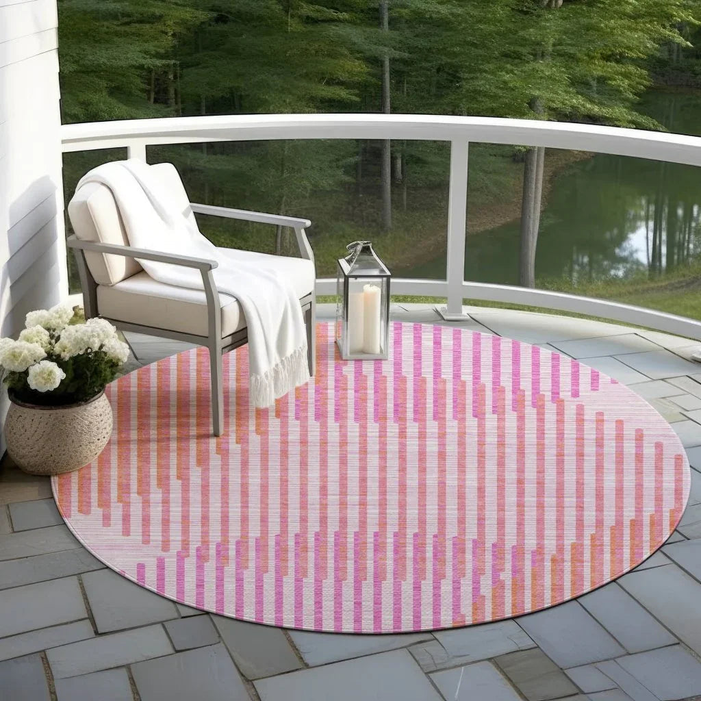 Elowen Pink Washable Indoor-Outdoor Rug-Outdoor Rugs-LOOMLAN Rugs-LOOMLAN