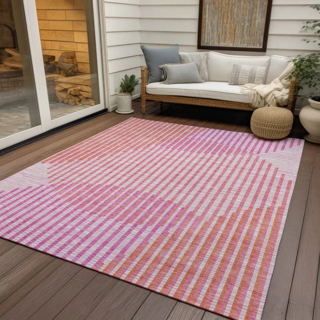 Elowen Pink Washable Indoor-Outdoor Rug-Outdoor Rugs-LOOMLAN Rugs-LOOMLAN