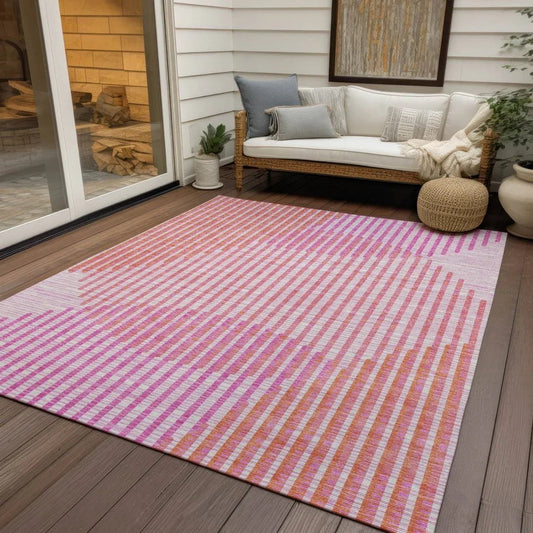Elowen Pink Washable Indoor-Outdoor Rug-Outdoor Rugs-LOOMLAN Rugs-LOOMLAN
