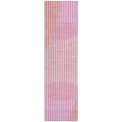 Elowen Pink Washable Indoor-Outdoor Rug-Outdoor Rugs-LOOMLAN Rugs-2'3" x 7'6"-LOOMLAN