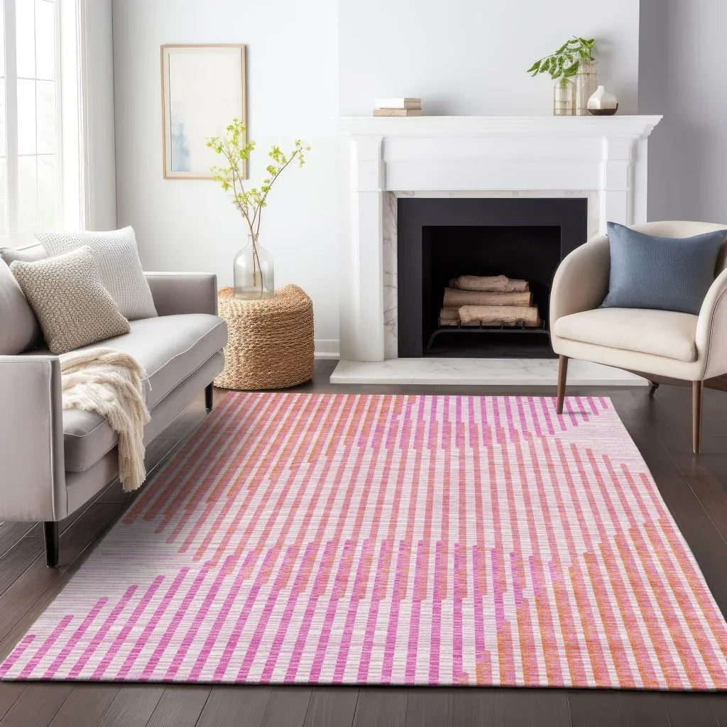 Elowen Pink Washable Indoor-Outdoor Rug-Outdoor Rugs-LOOMLAN Rugs-LOOMLAN