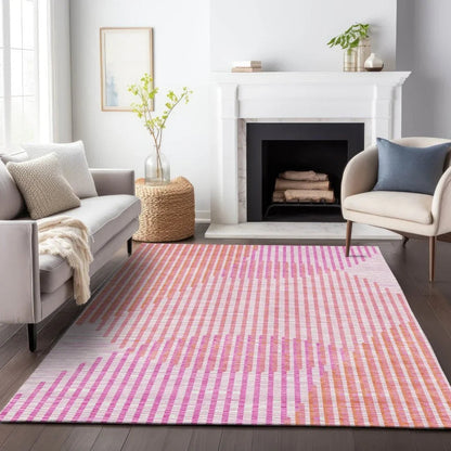 Elowen Pink Washable Indoor-Outdoor Rug-Outdoor Rugs-LOOMLAN Rugs-LOOMLAN