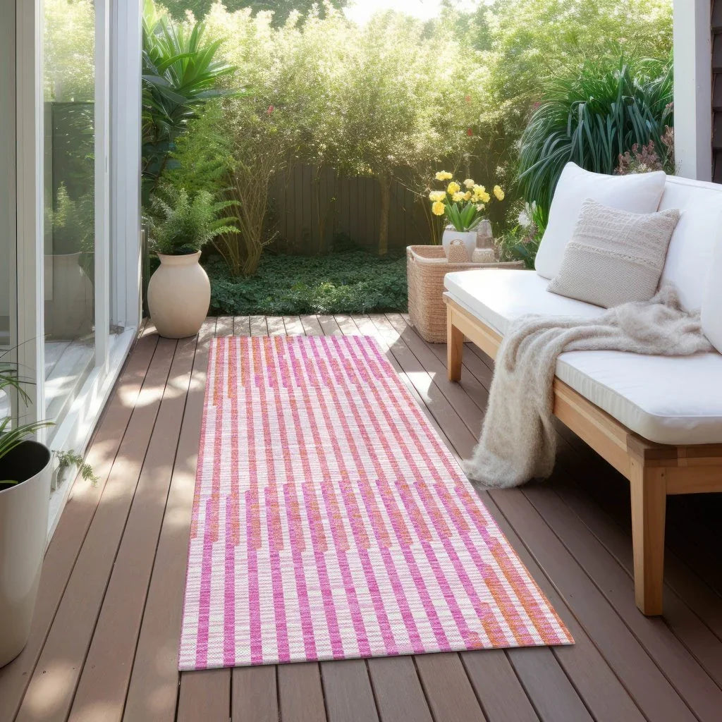 Elowen Pink Washable Indoor-Outdoor Rug-Outdoor Rugs-LOOMLAN Rugs-LOOMLAN