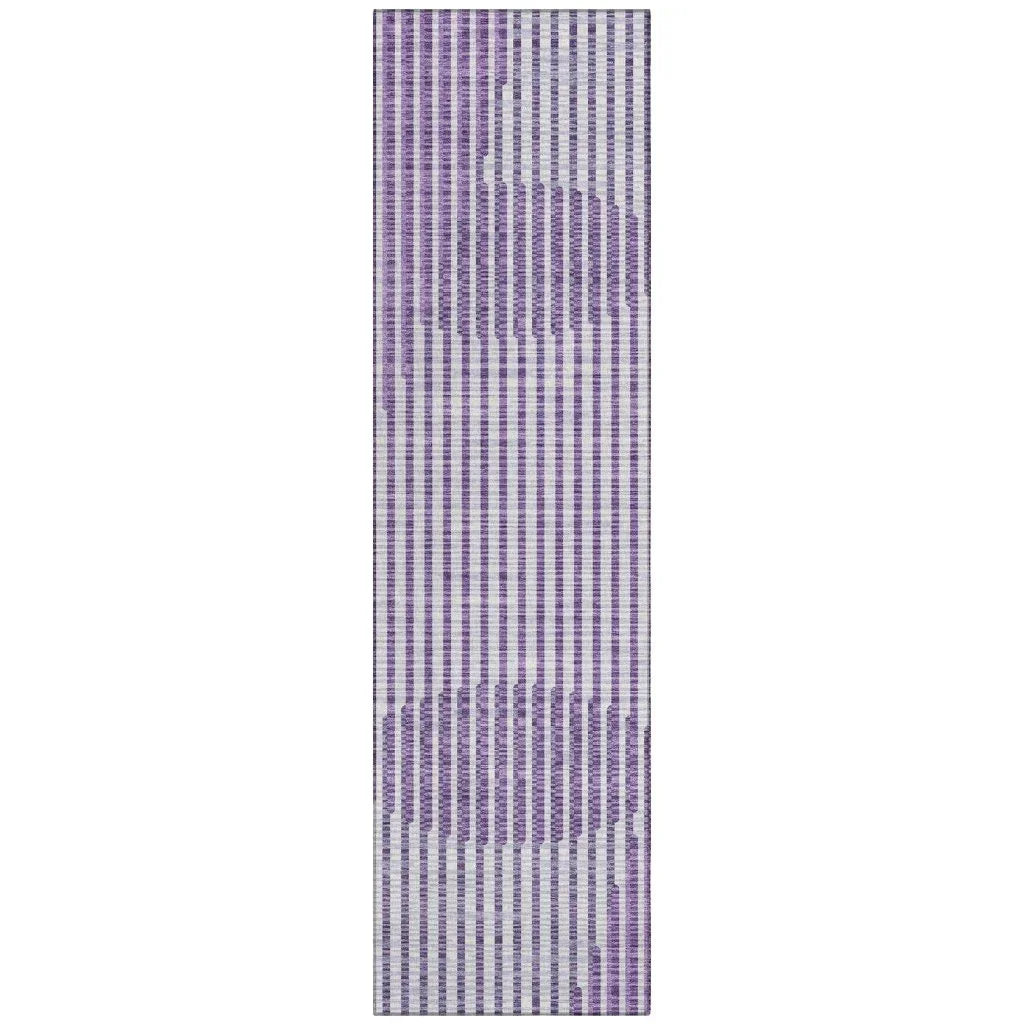 Elowen Purple Washable Indoor-Outdoor Rug-Outdoor Rugs-LOOMLAN Rugs-2'3" x 7'6"-LOOMLAN