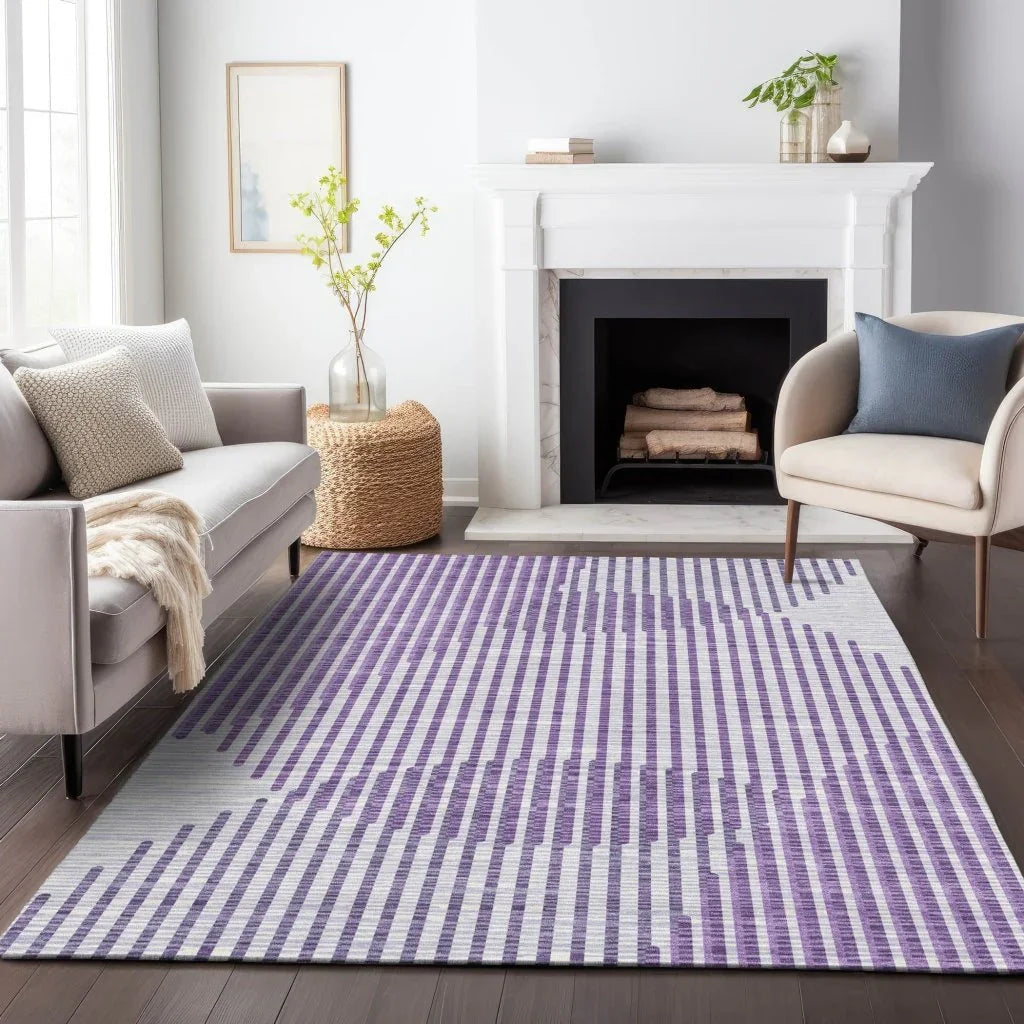 Elowen Purple Washable Indoor-Outdoor Rug-Outdoor Rugs-LOOMLAN Rugs-LOOMLAN