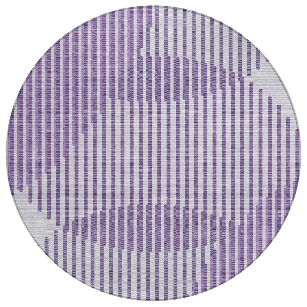 Elowen Purple Washable Indoor-Outdoor Rug-Outdoor Rugs-LOOMLAN Rugs-8' x 8'-LOOMLAN
