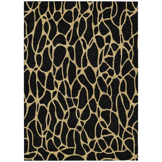 Elowira Black Washable Indoor-Outdoor Rug-Outdoor Rugs-LOOMLAN Rugs-2'6" x 3'10"-LOOMLAN