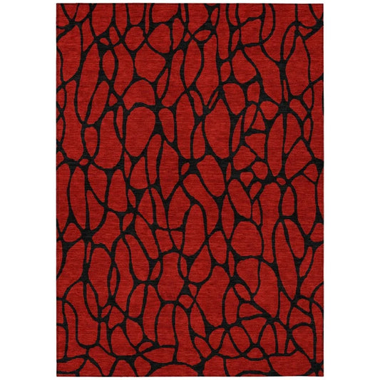 Elowira Red Washable Indoor-Outdoor Rug-Outdoor Rugs-LOOMLAN Rugs-2'6" x 3'10"-LOOMLAN