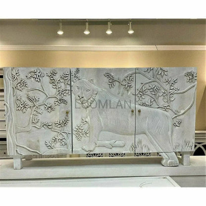 Mother Nature White Sideboard Tiger Front Doors - LOOMLAN - LOOMLAN - Sideboards