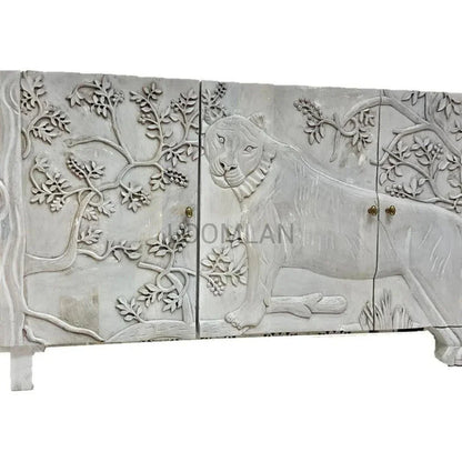 Mother Nature White Sideboard Tiger Front Doors - LOOMLAN - LOOMLAN - Sideboards