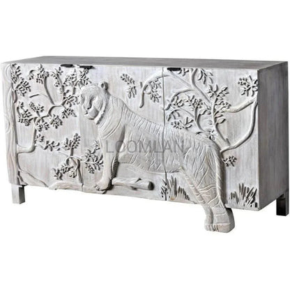 Mother Nature White Sideboard Tiger Front Doors - LOOMLAN - LOOMLAN - Sideboards