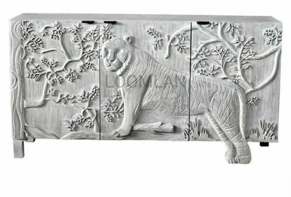 Mother Nature White Sideboard Tiger Front Doors - LOOMLAN - LOOMLAN - Sideboards