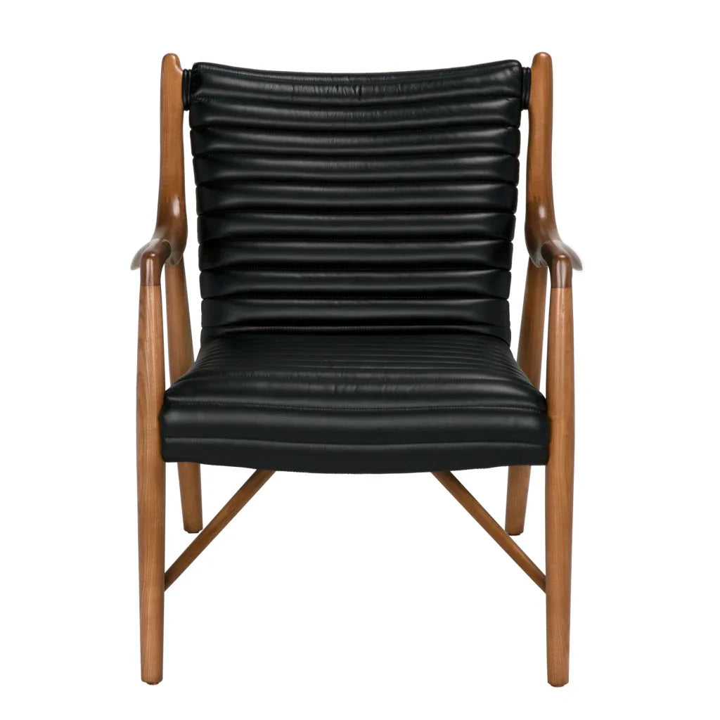 Elton Top - Grain Leather Black Chair - LOOMLAN - Noir - Club Chairs