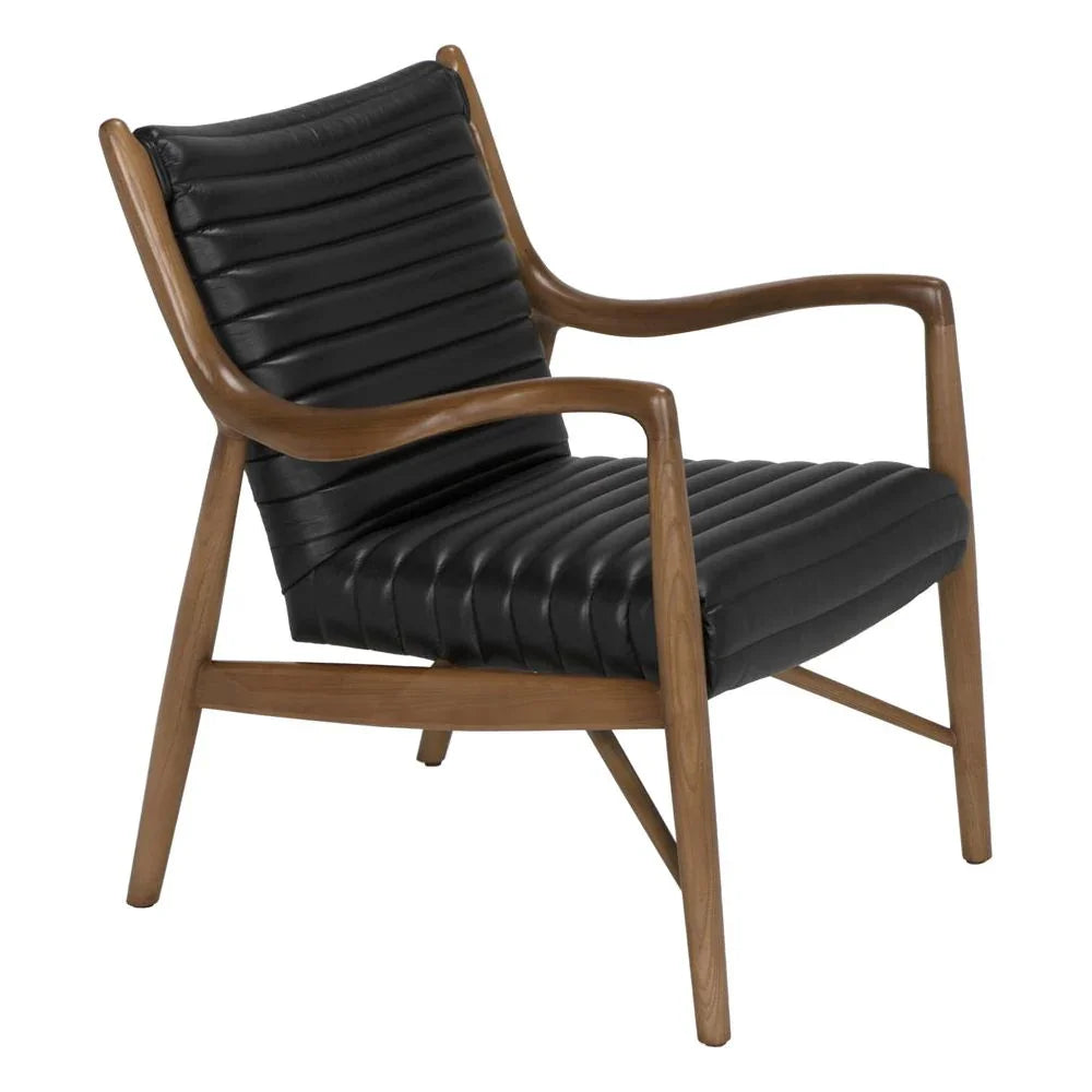 Elton Top - Grain Leather Black Chair - LOOMLAN - Noir - Club Chairs