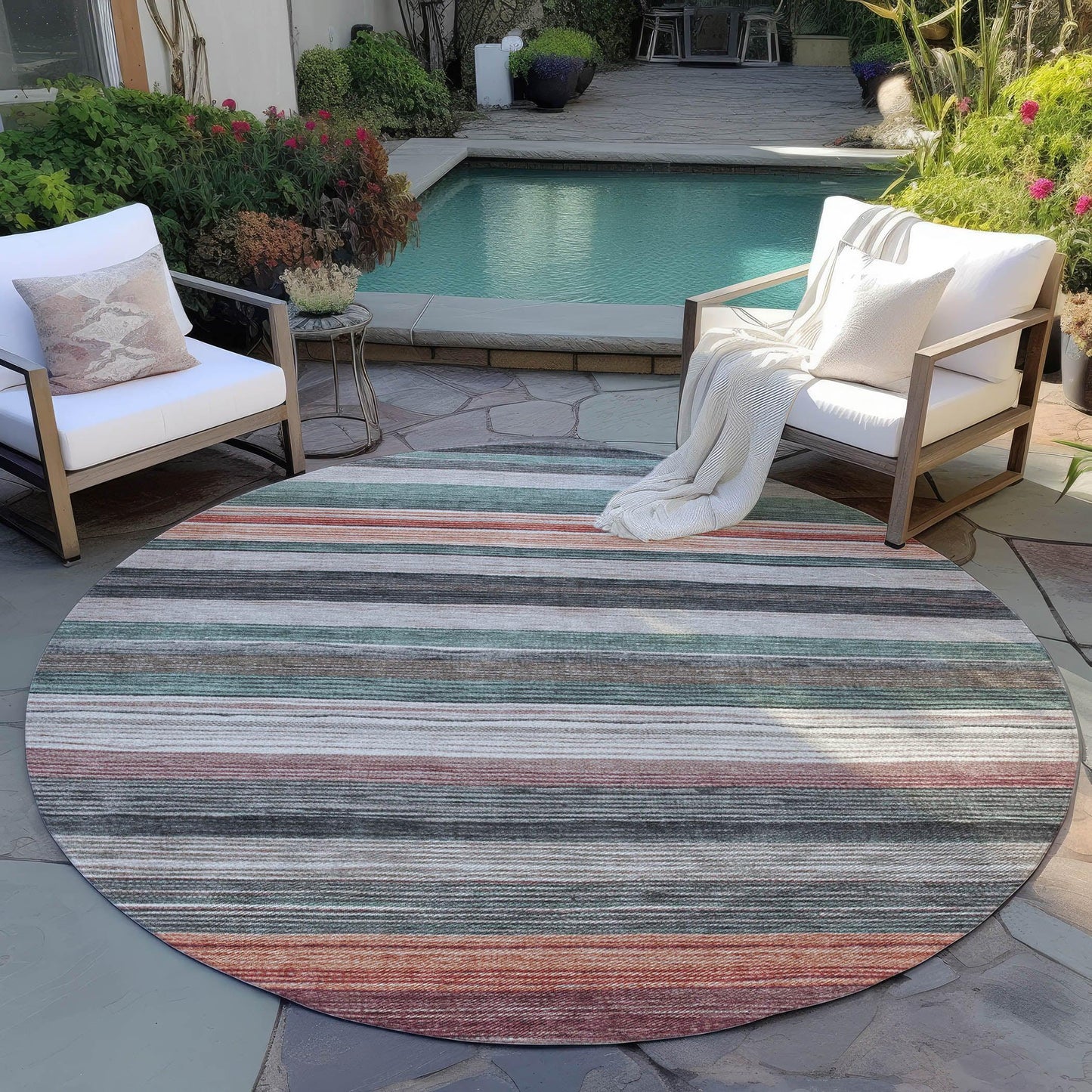 Elyn Blue Washable Indoor-Outdoor Rug