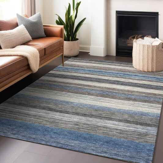 Elyn Denim Washable Indoor-Outdoor Rug