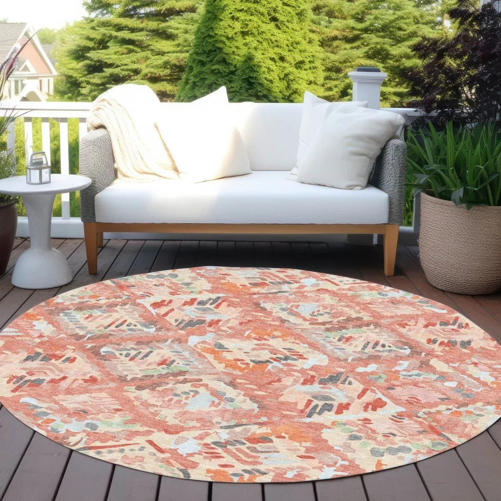 Elyndra Orange Washable Indoor - Outdoor Rug - LOOMLAN - LOOMLAN Rugs - Outdoor Rugs