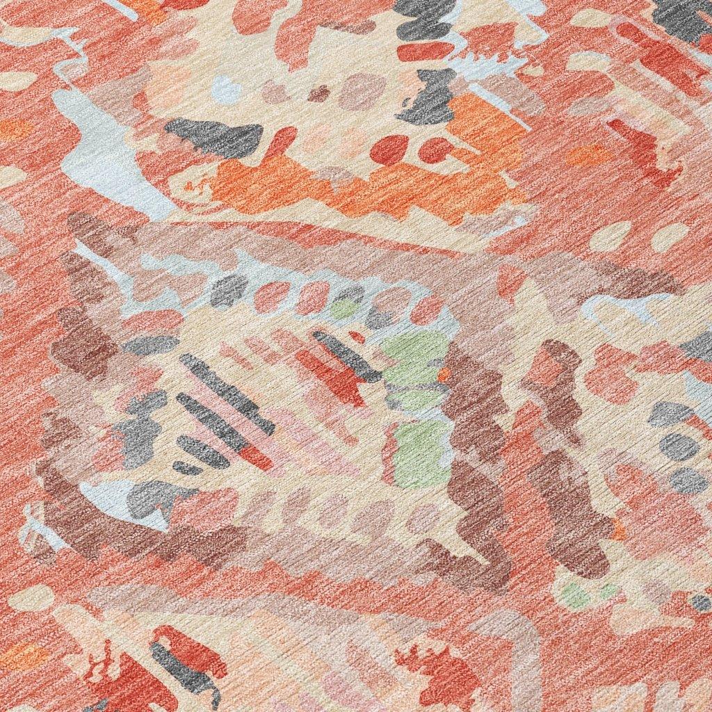 Elyndra Orange Washable Indoor - Outdoor Rug - LOOMLAN - LOOMLAN Rugs - Outdoor Rugs