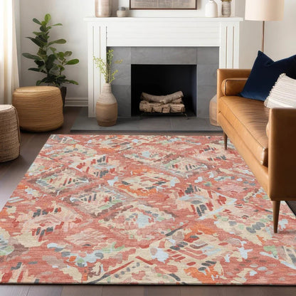 Elyndra Orange Washable Indoor - Outdoor Rug - LOOMLAN - LOOMLAN Rugs - Outdoor Rugs