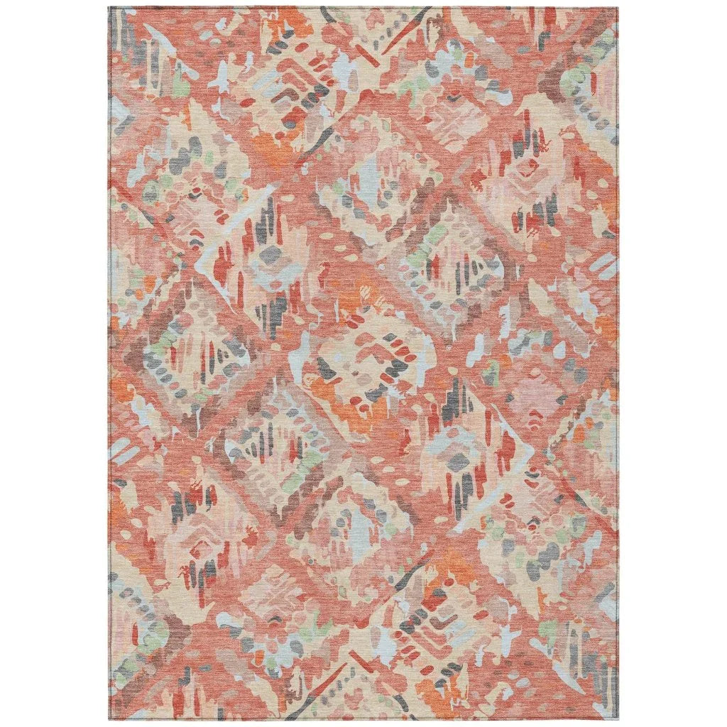 Elyndra Orange Washable Indoor - Outdoor Rug - LOOMLAN - LOOMLAN Rugs - Outdoor Rugs