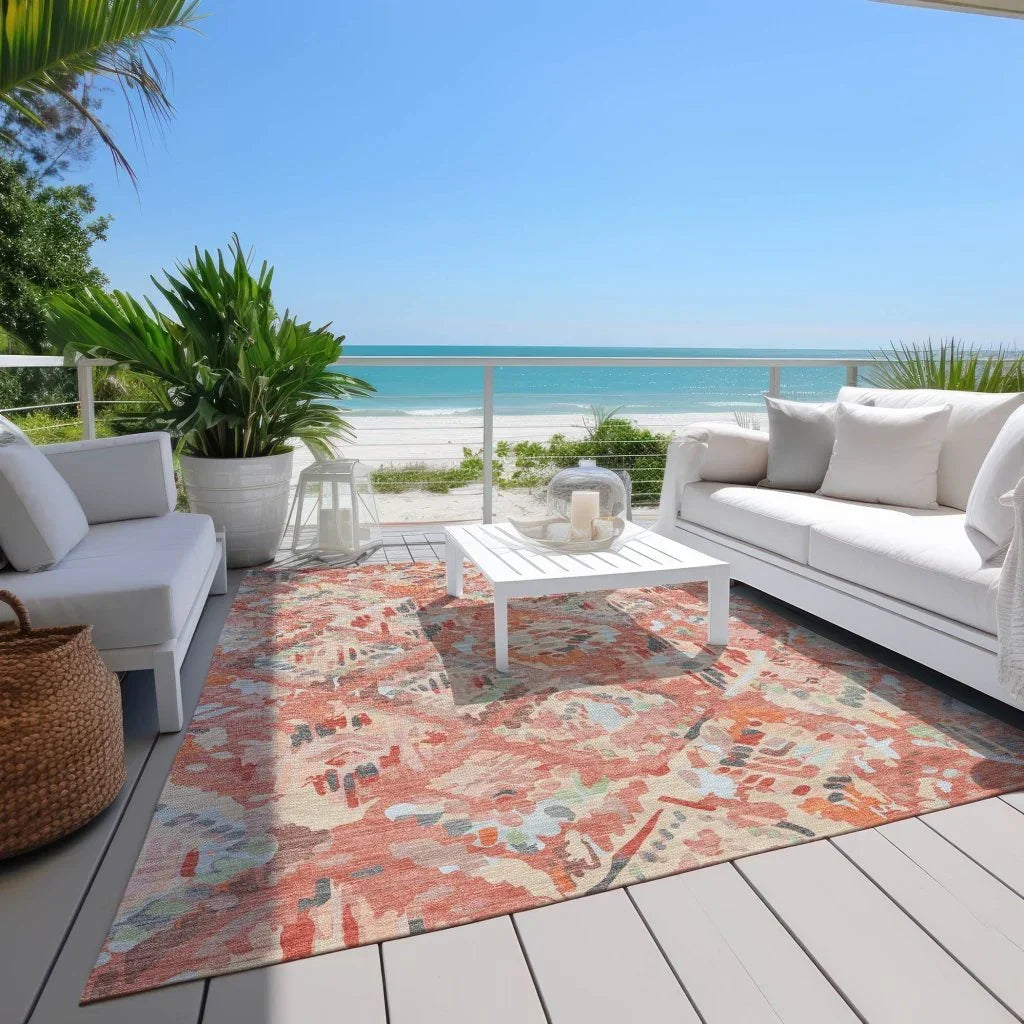 Elyndra Orange Washable Indoor - Outdoor Rug - LOOMLAN - LOOMLAN Rugs - Outdoor Rugs