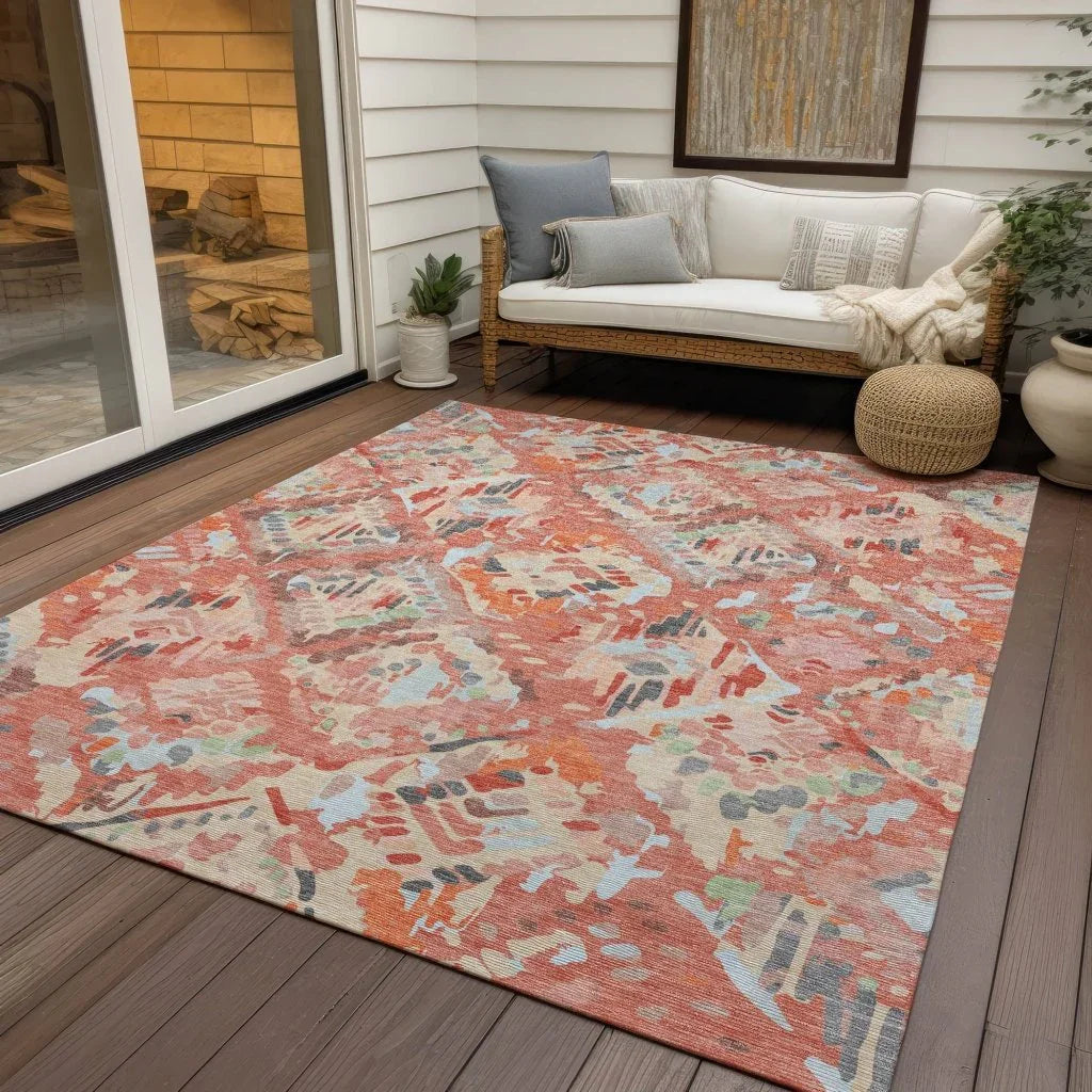 Elyndra Orange Washable Indoor - Outdoor Rug - LOOMLAN - LOOMLAN Rugs - Outdoor Rugs