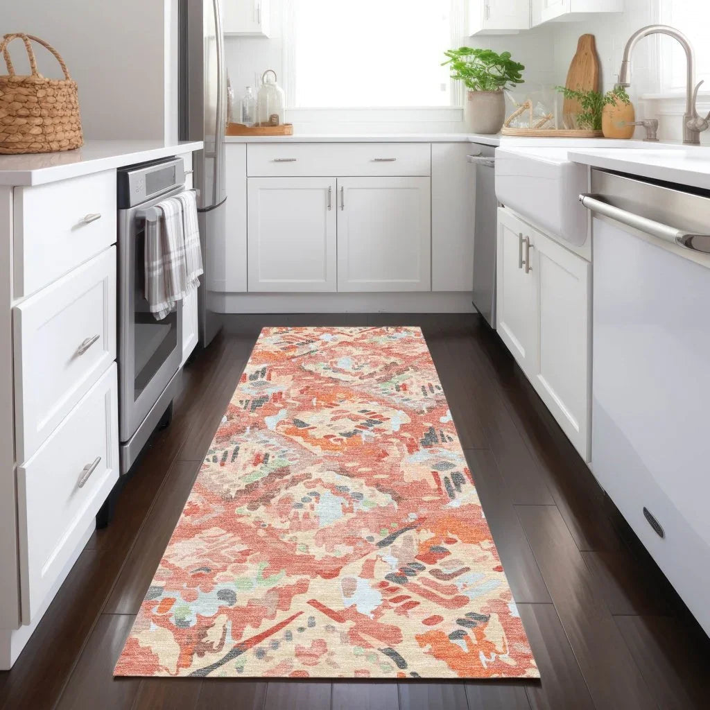 Elyndra Orange Washable Indoor - Outdoor Rug - LOOMLAN - LOOMLAN Rugs - Outdoor Rugs