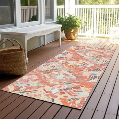 Elyndra Orange Washable Indoor - Outdoor Rug - LOOMLAN - LOOMLAN Rugs - Outdoor Rugs