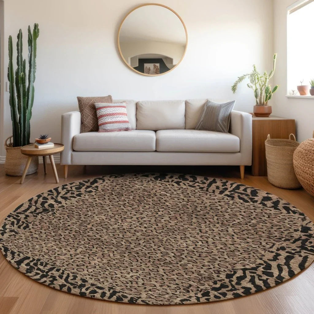 Elyvia Brown Washable Indoor - Outdoor Rug - LOOMLAN - LOOMLAN Rugs - Outdoor Rugs