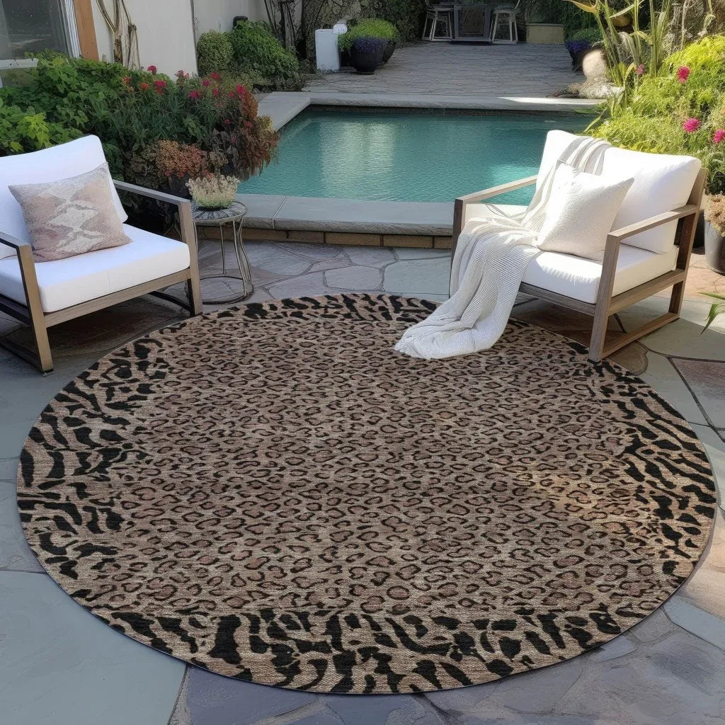 Elyvia Brown Washable Indoor - Outdoor Rug - LOOMLAN - LOOMLAN Rugs - Outdoor Rugs