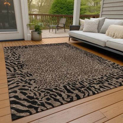 Elyvia Brown Washable Indoor - Outdoor Rug - LOOMLAN - LOOMLAN Rugs - Outdoor Rugs