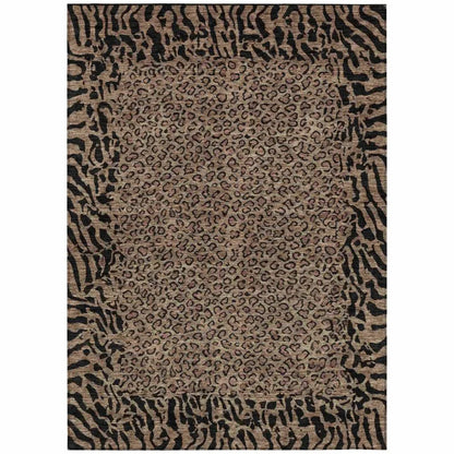 Elyvia Brown Washable Indoor - Outdoor Rug - LOOMLAN - LOOMLAN Rugs - Outdoor Rugs