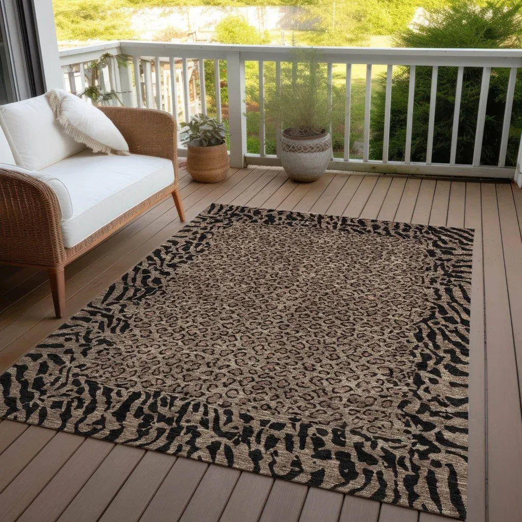 Elyvia Brown Washable Indoor - Outdoor Rug - LOOMLAN - LOOMLAN Rugs - Outdoor Rugs