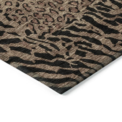 Elyvia Brown Washable Indoor - Outdoor Rug - LOOMLAN - LOOMLAN Rugs - Outdoor Rugs