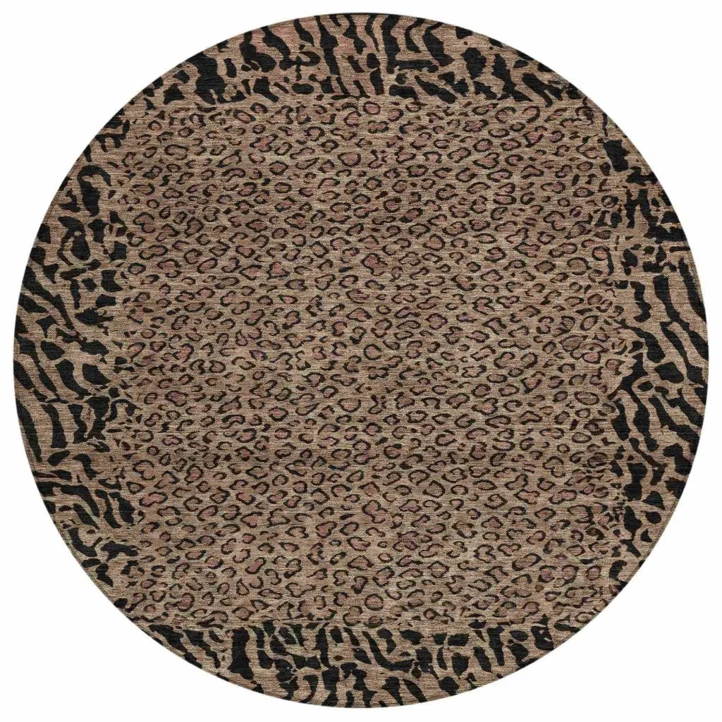 Elyvia Brown Washable Indoor - Outdoor Rug - LOOMLAN - LOOMLAN Rugs - Outdoor Rugs