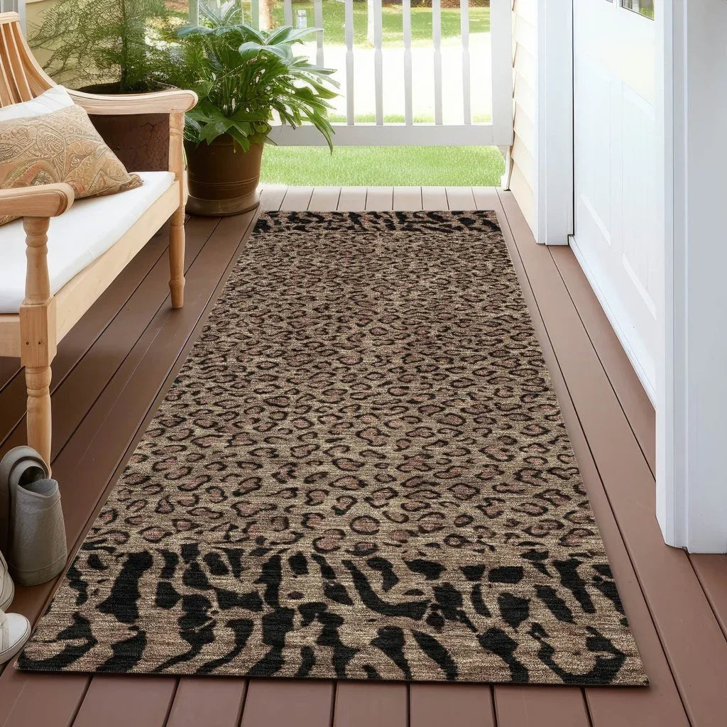 Elyvia Brown Washable Indoor - Outdoor Rug - LOOMLAN - LOOMLAN Rugs - Outdoor Rugs
